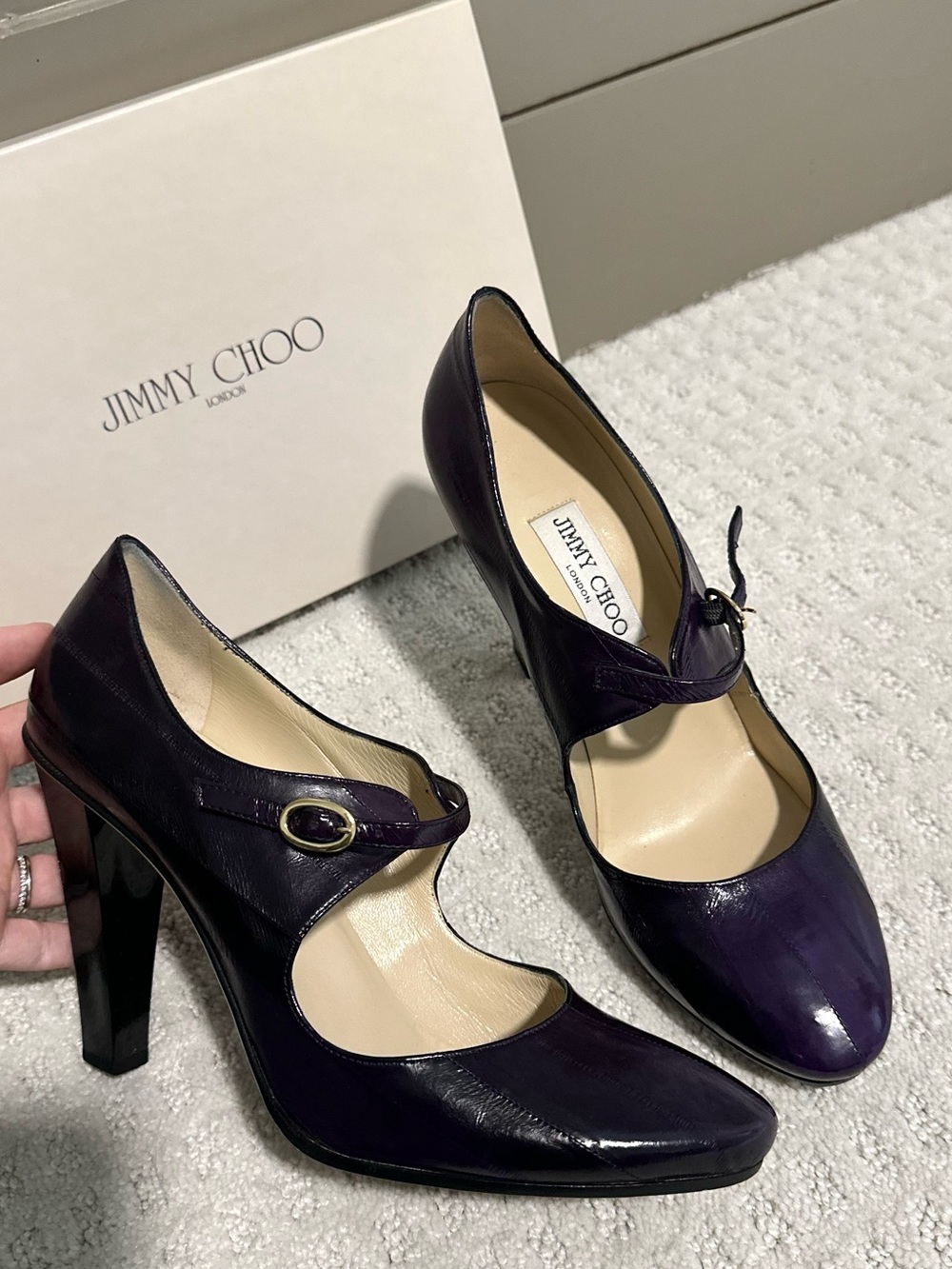 Jimmy Choo Kiln Mary Jane eel skin pumps
